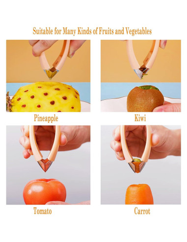 Removedor de tallos de fresa Aiyoume - Acero inoxidable, Naranja