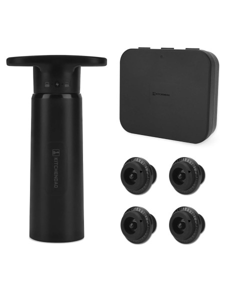Bomba de Vacío para Vino KITCHENDAO con 4 Tapones Reutilizables Bomba de Vacío para Vino KITCHENDAO con 4 Tapones Reutilizables