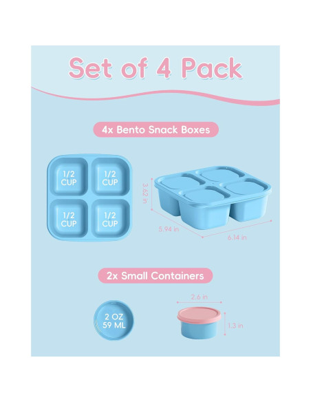 Juego de 4 Contenedores para Snacks Canfanni 473 ml BPA Free Juego de 4 Contenedores para Snacks Canfanni 473 ml BPA Free