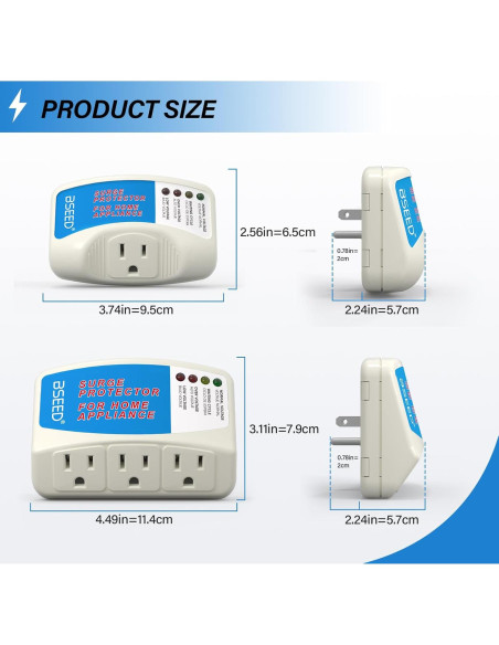 Protector de Voltaje BSEED 15A 1875W para Electrodomésticos Protector de Voltaje BSEED 15A 1875W para Electrodomésticos