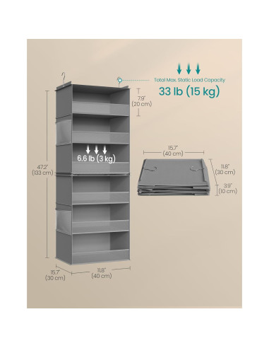 Organizador Colgante de Closet SONGMICS 6 Niveles Gris Paloma