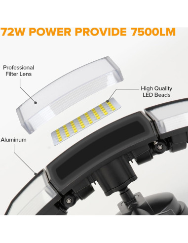 Luz de Seguridad LED LUTEC 72W con Sensor de Movimiento IP65
