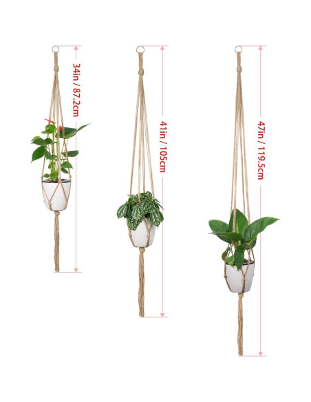Soportes para Plantas de Macramé Petutu - 6 PCS, 3 Tamaños Soportes para Plantas de Macramé Petutu - 6 PCS, 3 Tamaños