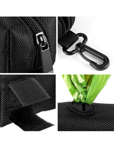 Dispensador de bolsas de caca de perro Hilihali Negro