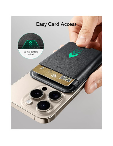 Cartera MagSafe ESR para iPhone 16/15/14/13/12, 5 Tarjetas, RFID, Negro