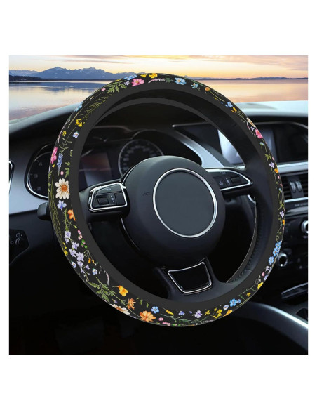 Funda de Volante Pcnjozx SWC Antideslizante 35.6-38cm Flores Funda de Volante Pcnjozx SWC Antideslizante 35.6-38cm Flores