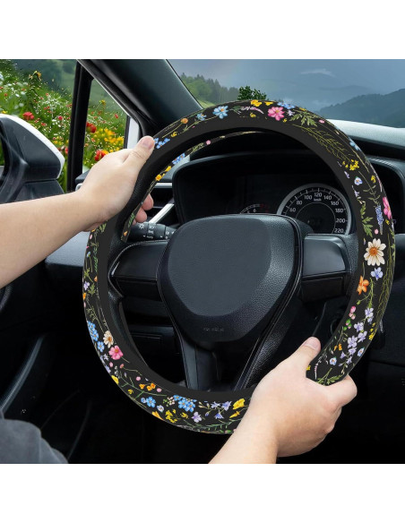 Funda de Volante Pcnjozx SWC Antideslizante 35.6-38cm Flores Funda de Volante Pcnjozx SWC Antideslizante 35.6-38cm Flores