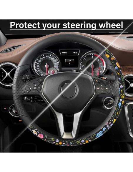 Funda de Volante Pcnjozx SWC Antideslizante 35.6-38cm Flores Funda de Volante Pcnjozx SWC Antideslizante 35.6-38cm Flores