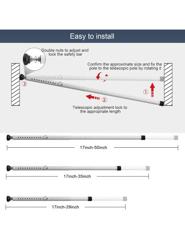 Barra de Seguridad Ajustable DIIG para Puerta Corredera 45-128 cm