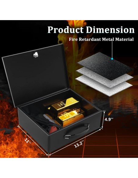 Caja Fuerte Metálica Portátil Dalmbox Resistente al Fuego 33.5x27.9cm Caja Fuerte Metálica Portátil Dalmbox Resistente al Fuego 33.5x27.9cm
