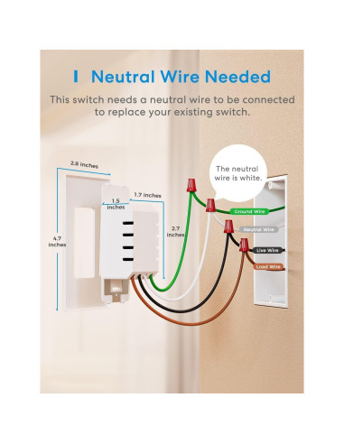 Interruptor de Luz Inteligente Meross WiFi 2 Unidades Control Voz