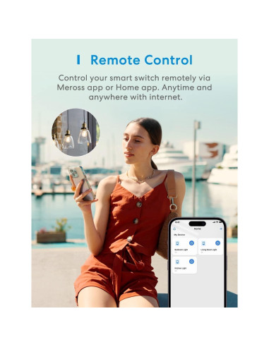 Interruptor de Luz Inteligente Meross WiFi 2 Unidades Control Voz