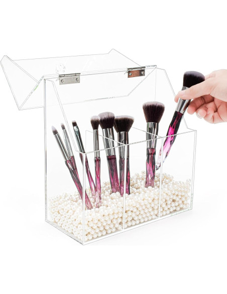 Soporte Organizador de Brochas de Maquillaje Okllen Acrílico 3 Compartimentos Soporte Organizador de Brochas de Maquillaje Okllen Acrílico 3 Compartimentos