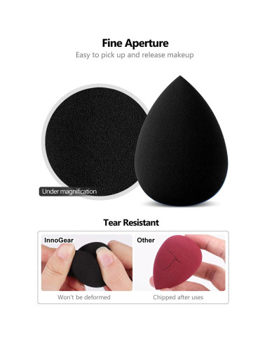 Esponjas de Maquillaje InnoGear 10 Pcs Set Negro Básico