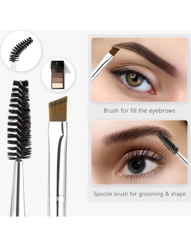 Brocha de Cejas Angulada Doble Cara Qiipii - 153mm