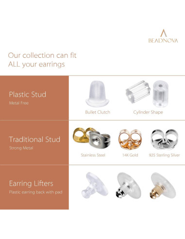 Respaldo de Pendientes de Goma Hipoalergénico BEADNOVA 200 pcs