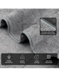 Toallas de Gimnasio Orighty 3 Piezas 40.6x68.6 cm Gris 2