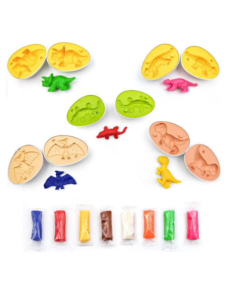 Juego de Plastilina Dinosaurios Pattheboo 5 Moldes 8 Colores Juego de Plastilina Dinosaurios Pattheboo 5 Moldes 8 Colores