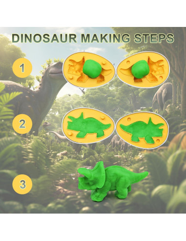 Juego de Plastilina Dinosaurios Pattheboo 5 Moldes 8 Colores