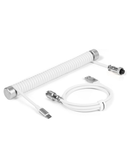 Cable USB C a A Enrollado ZIYOU LANG con Enrollador Blanco Cable USB C a A Enrollado ZIYOU LANG con Enrollador Blanco