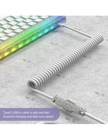 Cable USB C a A Enrollado ZIYOU LANG con Enrollador Blanco