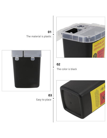 Caja de Desecho de Cuchillas Uonlytech 16x10 cm Plástico Negro Caja de Desecho de Cuchillas Uonlytech 16x10 cm Plástico Negro