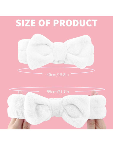 Diadema de Spa WSYUB 3 Piezas Lazo Suave para Maquillaje