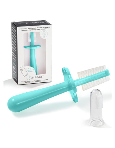 Cepillo de Dientes para Bebés Grabease Doble Cara Verde Azulado