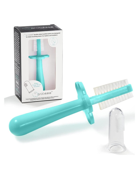 Cepillo de Dientes para Bebés Grabease Doble Cara Verde Azulado Cepillo de Dientes para Bebés Grabease Doble Cara Verde Azulado