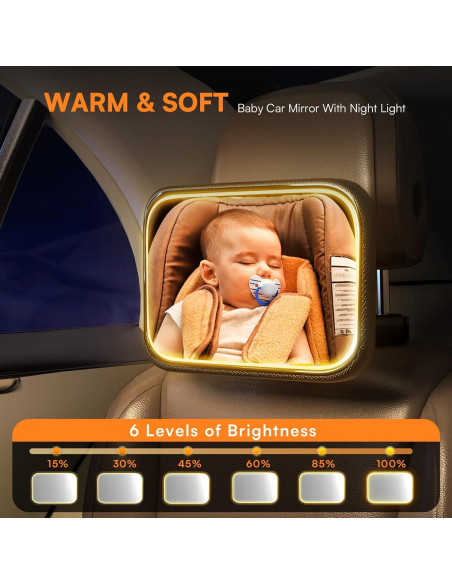 Espejo para Coche Semxnly con Luz Nocturna y Control Remoto Espejo para Coche Semxnly con Luz Nocturna y Control Remoto