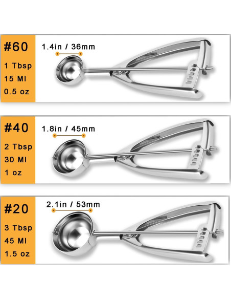 Juego de cucharas para galletas Waatone - 3 tamaños acero inoxidable Juego de cucharas para galletas Waatone - 3 tamaños acero inoxidable