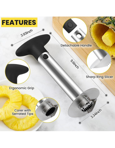 Descorazonador de Piña AUBENR de Acero Inoxidable - Negro