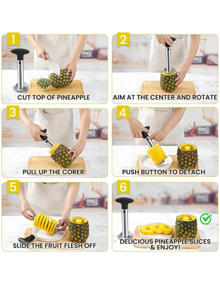 Descorazonador de Piña AUBENR de Acero Inoxidable - Negro Descorazonador de Piña AUBENR de Acero Inoxidable - Negro