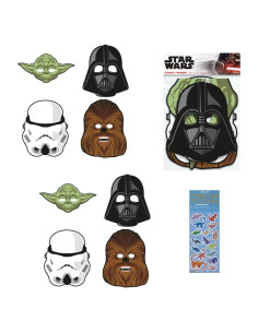Suministros Fiesta Cumpleaños Star Wars - 16 Máscaras + Stickers