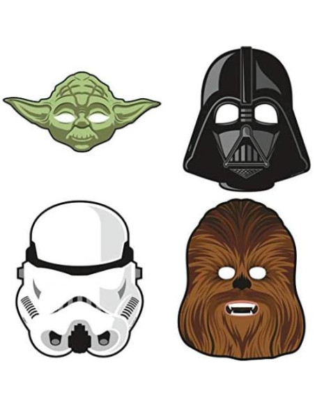 Suministros Fiesta Cumpleaños Star Wars - 16 Máscaras + Stickers Suministros Fiesta Cumpleaños Star Wars - 16 Máscaras + Stickers