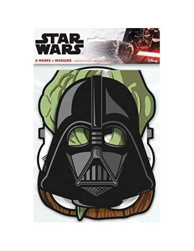 Suministros Fiesta Cumpleaños Star Wars - 16 Máscaras + Stickers