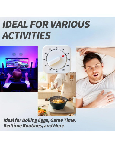 Temporizador Mecánico NIIIYTYB 60 Minutos Blanco Sin Baterías