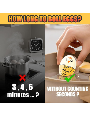 Temporizador de Huevos FOREV Amarillo 2 Piezas Resistente al Calor