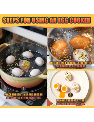 Temporizador de Huevos FOREV Amarillo 2 Piezas Resistente al Calor