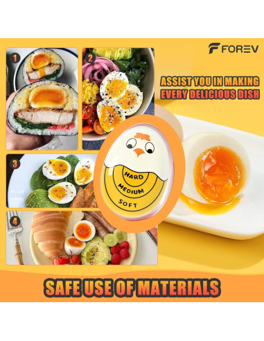 Temporizador de Huevos FOREV Amarillo 2 Piezas Resistente al Calor