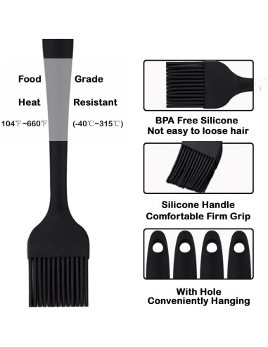 Brochas de Silicona NXRACSH para Cocinar - 4 Piezas Negras