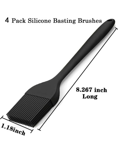 Brochas de Silicona NXRACSH para Cocinar - 4 Piezas Negras