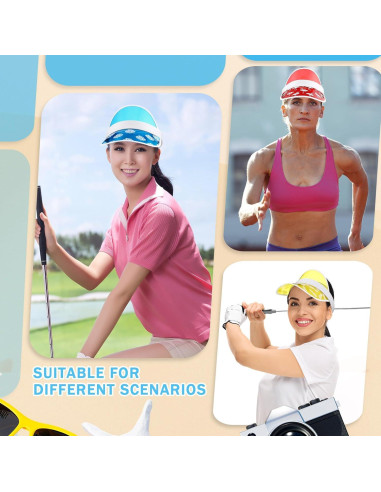 6 Viseras de Sol Transparentes UV Ajustables para Mujeres