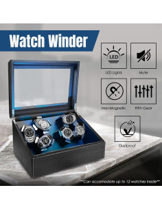 Enrollador de Relojes Automáticos JuviPerpric 6+6 con Luz LED 2