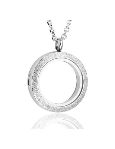 Collar de Locket Flotante de Vidrio 25mm Jovivi - Acero Inoxidable