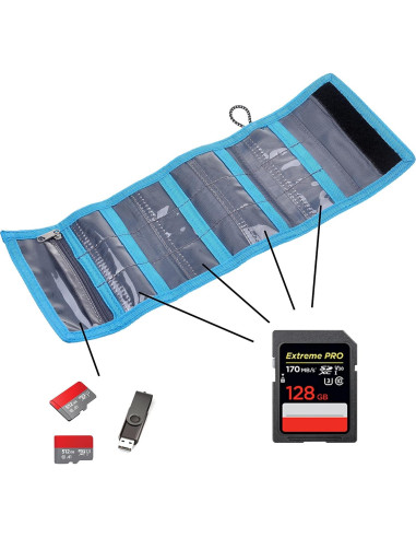 Billetera Plegable para 15 Tarjetas SD CamKix - Negro/Azul