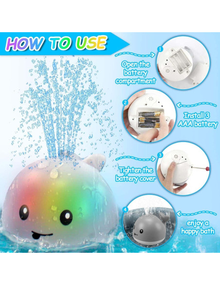 Juguete de Baño Ballena ZHENDUO con Rociador y Luces Juguete de Baño Ballena ZHENDUO con Rociador y Luces
