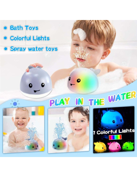 Juguete de Baño Ballena ZHENDUO con Rociador y Luces Juguete de Baño Ballena ZHENDUO con Rociador y Luces