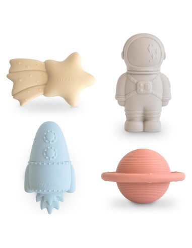 Set de Juguetes de Baño Espaciales Mushie - Silicona 100% Segura