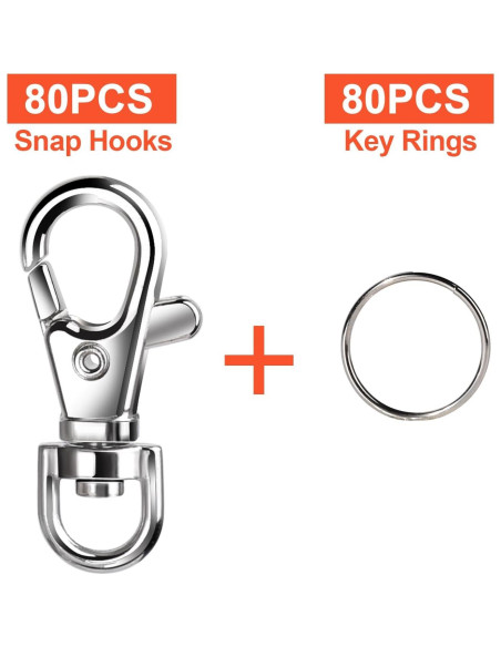 LEOBRO 160 Piezas Llaveros de Metal con Clips y Anillos O LEOBRO 160 Piezas Llaveros de Metal con Clips y Anillos O